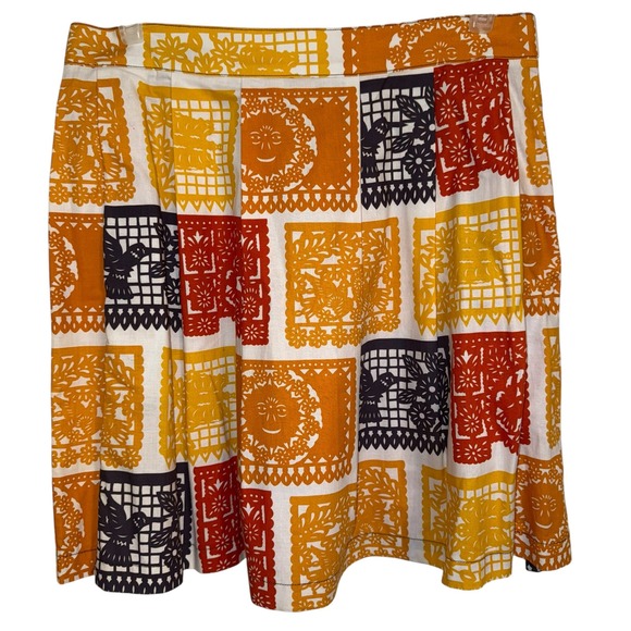 BEEBOP & WALLY NEW YORK Papel Picado Colorful Print Cotton Skirt EUC Size Large - Picture 1 of 6